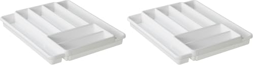 Rotho Domino Besteckkasten mit 7 Fächern, Kunststoff (PP) BPA-frei, weiss, (39.7 x 34.1 x 5.1 cm) (Packung mit 2) – Ansicht 1