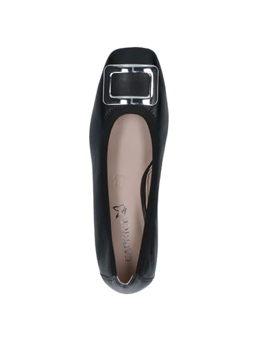 CAPRICE Women Pumps Leather Low Heel, Black (Black Nappa), 6 UK