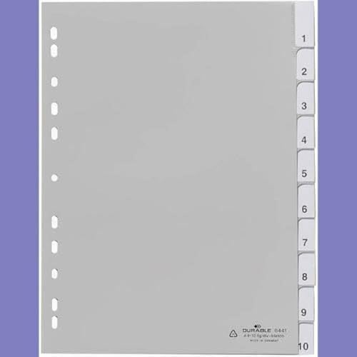 Durable Register A4 10-tlg. umschweißt mit Deckblatt PP, grau, 644110