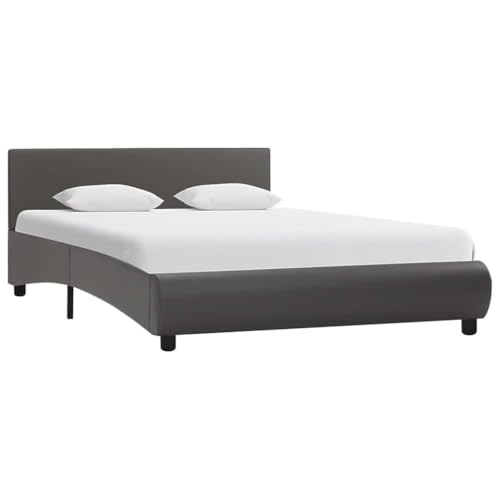 Genérico Estructura de Cama con LED de Cuero sintético Gris 120x200 cm,Mobiliario,Camas y Accesorios,Camas y somieres-285494