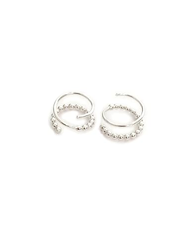 Handmade Bead Loop Twist Earrings Double Hoop for Single Piercing Gold Sterling Silver Spiral Illusion