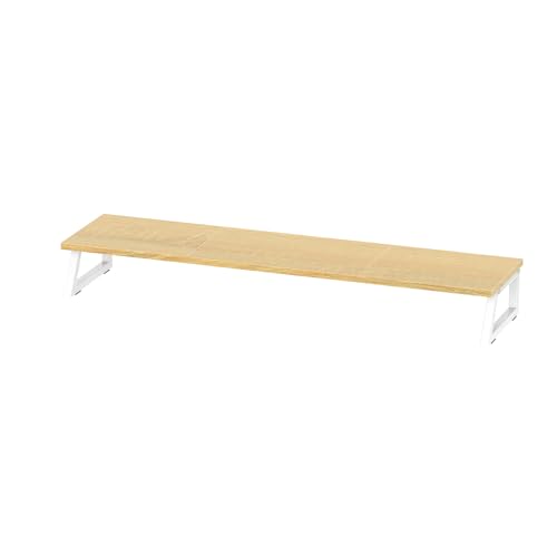 HOOBRO EWN121CJ01 Podwójny stojak na monitor, podstawka pod monitor na 2 ekrany, duży stojak na monitor 100 cm, organizer na biurko do biura, akcesoria, naturalny i biały