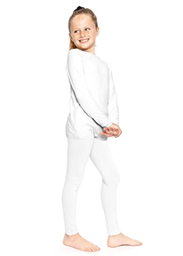 Image of STRETCH IS COMFORT Girls 2 Piece Hoodie Short Sleeve Long Sleeve Crew Neck Top and Leggings Set Kids Thermals Underwear Set