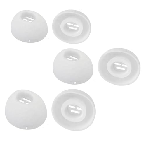 Image of REDWIND Replacement Earphone Silicone Rubber Eartips 3-Size for Realme Boat JBL Oppo Vivo Samsung One Plus Wired & Bluetooth Neackband Earpads(Inner Hole 3.8mm-4.8mm 6-Pair) (Jali 3-Pair - White)