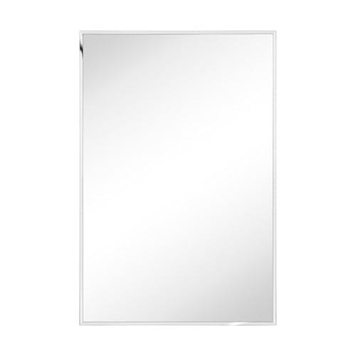 Image of TEHOME 20'' x 30'' Chrome Recessed and Surface Mount Bathroom Medicine Cabinet with Mirror Square Cornered Metal Framed Rounded Rectangle Medicine Cabinet Mirror