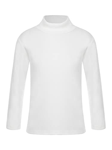 Zaldita Kinder Jungen Langarmshirt Thermoshirt Pullover Mädchen Rollkragen Tops Winterhemd Oberteile Sporthemd Freizeitkeidung Einfarbig A Weiß 158-164 Cover