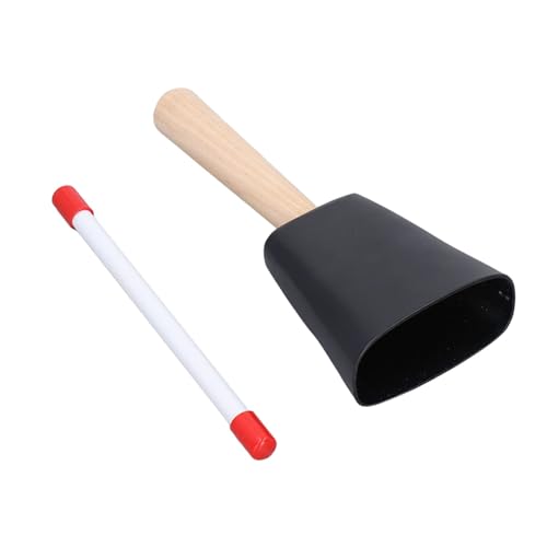 Metal Cow Bell, Cowbells Noise Makers with Wood Handle Hand Percussion Cowbell with Wooden Stick for Drum Set Sports, Home, Farm