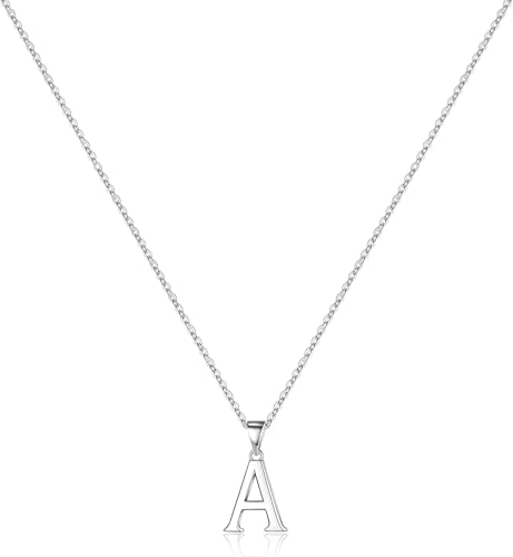 925 Sterling Silver A-Z Letter Necklaces, Exquisite Silver Letter Pendant Necklaces, Ideal for Daily Wear and Perfect as a Jewelry Gift for Women.T245