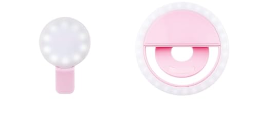 2 Selfie Ring Light Rosa, sunontek Ring Light Telefono, LED 360° Regolabile Clip Luce per Selfie
