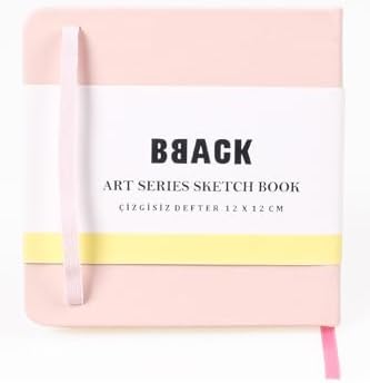 BBACK Art Collection Sketchbook 140 gr. Çizgisiz Ivory Kağıt 12x12cm 80yp. Pastel Pembe Sert Kapak Defter - Görsel 3