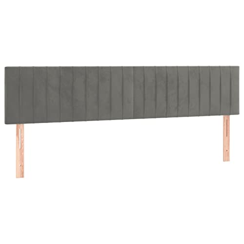 vidaXL Cabecero con Luces LED Cabecero de Cama Cabezal Tapizado para Cama de Matrimonio Mueble Dormitorio Interior Terciopelo Gris Claro 180x5x78/88 cm