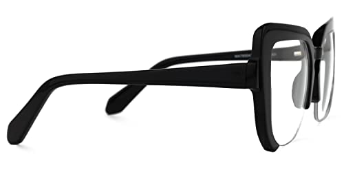 Image of Zeelool Vintage Cat Eye Semi-rimless Glasses Frame for Women with Non-prescription Clear Lens Valencia ZWA785041