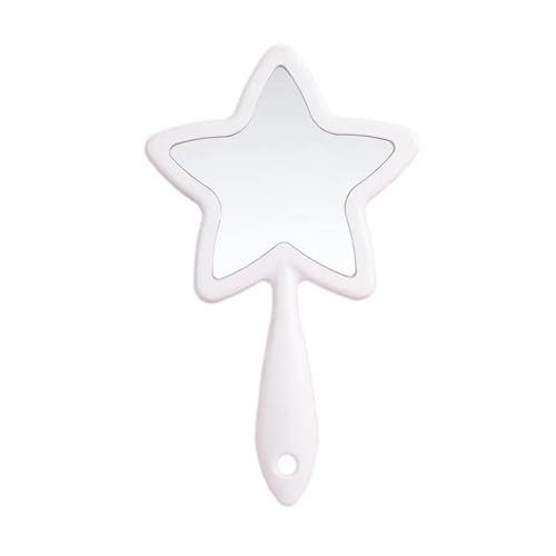 JTKSSCS Specchio Con Manico Specchio a forma di pentagramma a forma di stella a cinque punte con foro for appendere, portatile, monofacciale, for il trucco di bellezza(White)