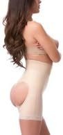 Isavela BE03 Open Buttocks Girdle-Mid Thigh w/Front Zipper-Med-Black
