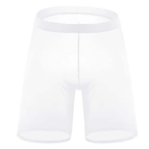 Men's See-Through Boxer Shorts Transparent Underwear Mesh Pajama Shorts Loose Nightwear Shorts4
