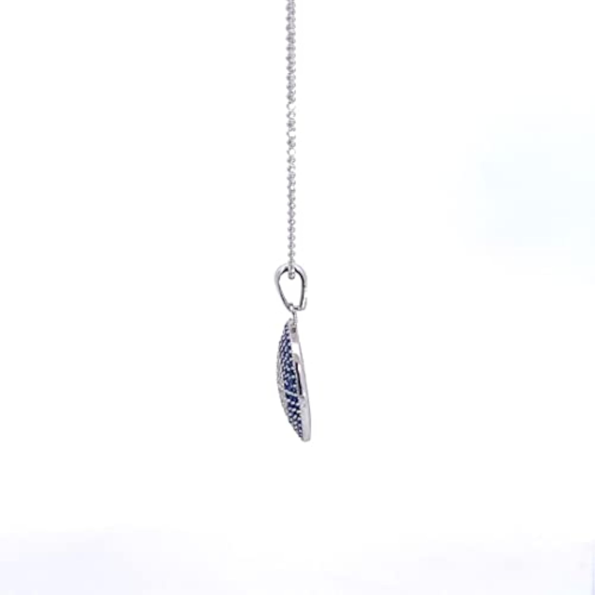 Women's 92.5 Sterling Silver Evil Eye Round Pendant with Silver Chain