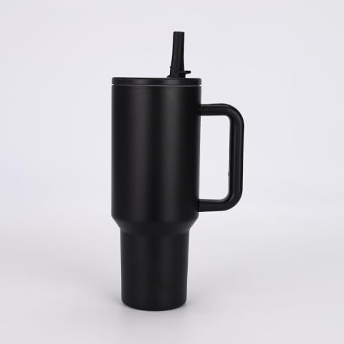 Image of Stainless Steel 1200 ml Vacuum Tumbler with Lid & Straw - Double‑Wall Insulated Cup for Travel, Gym & Office - Keeps Beverages Hot or Cold - 1.2 L Capacity (4TH Black)