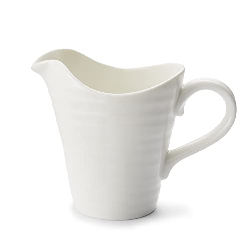 Portmeirion Sophie Conran White Small Pitcher with Handle | 8 Oz Creamer Pitcher for Coffee and Milk | Made from Fine Porcelain | Dishwasher and Microwave, Freezer & Oven Safe