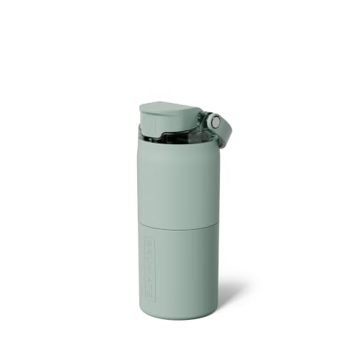 Image of BruMate Rise 18oz Water Bottle with Covered Silicone Straw | 100% Leakproof Insulated Kids Water Bottle | Cup Holder Friendly Base | 18oz (Sage)