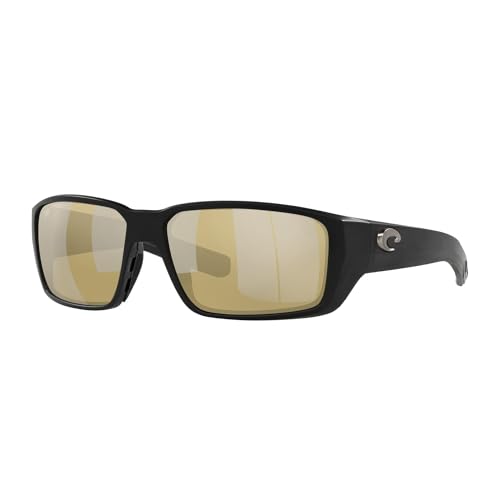 Image of Costa Del Mar Sunglasses for Men - Fantail PRO Men's Polarized Sunglasses - Fishing, Boating & Beach UV Protection - Size 60, Matte Black/Sunrise Silver Mir 580g, 60