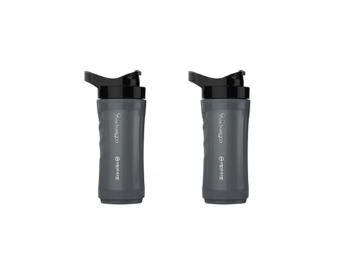 Breville 2 botellas térmicas de Tritan y acero inoxidable, doble pared aislada, a prueba de fugas, sin BPA, 500 ml, mantiene caliente o frío, ideal para coche y viaje, color negro