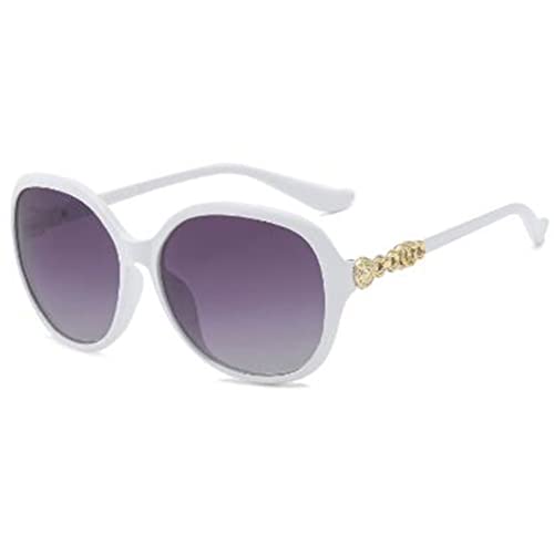 Fashion Round Sunglasses Color Anti-Ultraviolet Sunglasses (White Frame Gradient Gray)