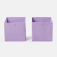 OHS Set of 2 Fabric Storage Boxes Home Organiser Toys Clothing Bathroom Pop Up Collapsible Foldable Purple Shade Cube Storage Space Saving Storage Baskets, Lilac