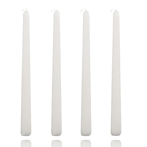 10 inch White Taper Candles-Set of 4 Taper Candle -Dripless and Smokeless,Tall Candlesticks, Home Dinner, Party, Wedding, Long-Lasting Candlesticks,Christmas Candles(10 inch, White)
