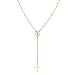 Bling Jewelry Gold Filled White Simulated Pearl Cross Rosary Y Necklace 18in