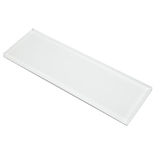 Lovdeco White Glass Subway Tile, White Glass for Bathroom Kitchen Shower Backsplash Wall, 4 x 12 Inches, 4 Sq.Ft