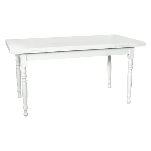 Vicentini arreda TAVOLO ALLUNGABILE IN LEGNO GAMBE TORNITE SHABBY CHIC LACCATO BIANCO (160x85 (240))