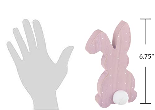 Collins Painting Rustic Distressed Wood Bunny Figure - Wooden Rabbit Tabletop Decoration For Spring, Easter Home Decor (Purple Polka Dot) #TOP1