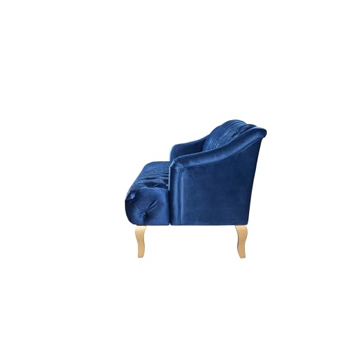Image of Christopher Knight Home Minxi Velvet Upholstered 3 Seater Sofa Couch, Wooden Home Sofa Living Room, Comfy Cloud Couch for Bedroom, Home Office, Button Tufted with Diamond Stitching, Dark Blue