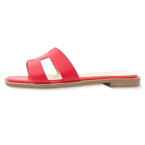 Image of Sandals for Women Dressy Comfortable Flat Open Toe Casual Cute Trendy Shoes Soft Leather Slip On Ladies Slides for Summer 2026