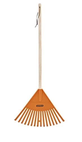 Image of Superio Kids Rake with Hardwood Handle, Durable Plastic Head to Sweep Leaves in Lawn and Tidying Up The Garden, 34 inch