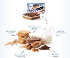 Image of Knopperss Crispy Wafers with Nougat and Milk Cream - | German Imported Chocolate Wafer Snack | Creamy Milk & Crunchy Wafers Big Pack 15 x 25g Bars