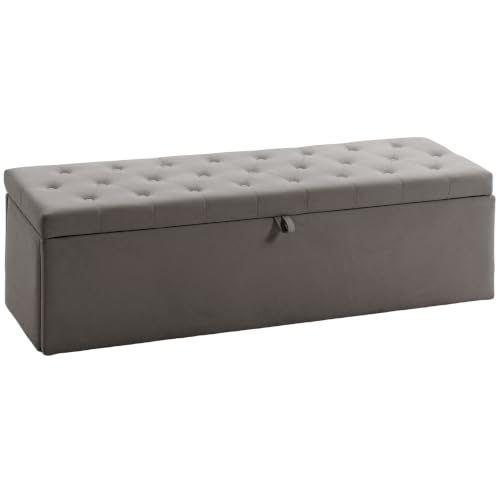 HOMCOM Puff Almacenaje Banco Almacenaje Grande 141L 137x41x42cm Gris
