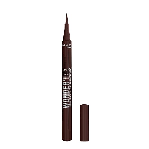 Rimmel Eyeliner Wonder'Ink, Waterproof, Longue tenue, Mate, Application facile, 002 Spiced Chestnut, 1.2 ml