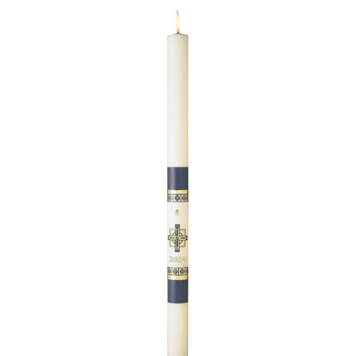 Bougie pascale Alpha Omega bleue et dorée CB Church Supply n°6