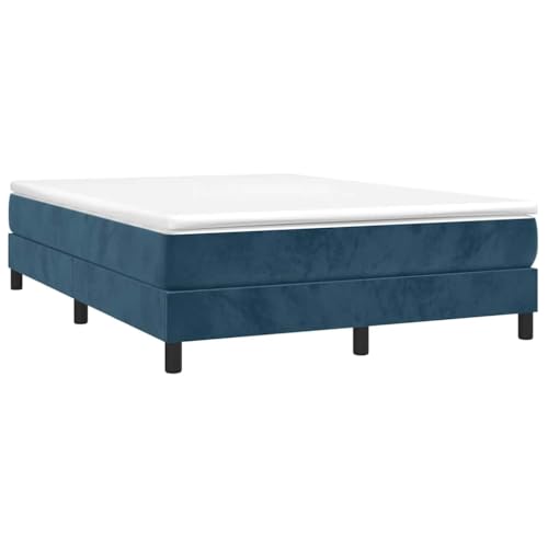 vidaXL Boxspringbettgestell, Polsterbett Bett für Schlafzimmer, Bettrahmen mit Lattenrost Stützbeinen, Schlafzimmerbett Doppelbett, Dunkelblau 140x200cm Samt