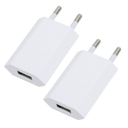 EuAcesry Cargador USB 5V 1A Universal, 2 Piezas Adaptador de Enchufe Carga Rapida USB A, Cabeza Carregador Charger Movil Compatible with i-Product XS MAX XR X 8, 7, 6, 6S, 5S Plus,Xiaomi, Samsung