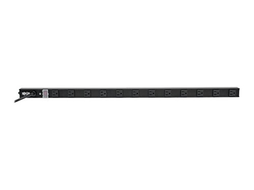 Tripp Lite 12 Outlet Power Strip, 120V, 15A, NEMA 5-15R, 5-15P Plug with 15' Cord, Vertical, Metal, Black, 36
