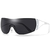 DQbhzh Y2K Glasses 2000s Sunglasses Cool Glasses Rimless Y2K Sunglasses for Women Men Trendy Shie...
