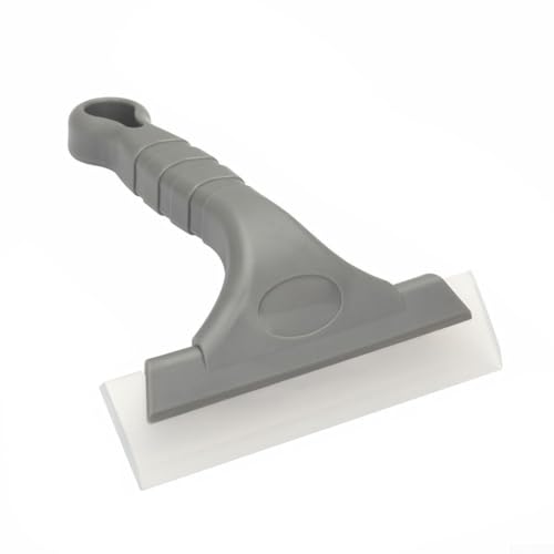 Grattoir en silicone avec poignée en plastique pour le nettoyage des vitres et du pare-brise, conçu pour enlever les films et les débris de différents types de véhicules (gris)