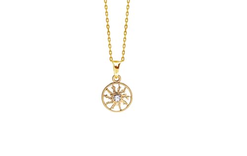 TALISMAN JEWELLERY Colgante en Chapado Oro 3 micras 18k y Circonita Blanca - Eguzkilore, Flor Vasca (10 MM)