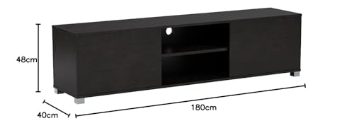 Image of DeckUp Cannes Engineered Wood 2-Door TV Stand and Home Entertainment Unit (Dark Wenge, Matte Finish)