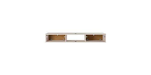 Manhattan Comfort Liberty Contemporary Living Room Wall Mounted Entertainment Center with TV Panel, 62.99", Off-White/Cinnamon
