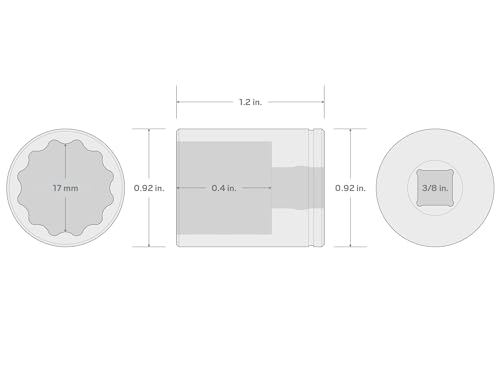 Image of TEKTON 3 /8 Inch Drive x 17 mm Shallow 12-Point Socket | SHD12317