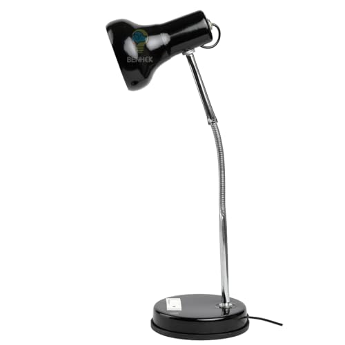 Image of Study Table Lamp | Adjustable Metal Desk Light for Reading, Writing, Study & Office Work | Flexible Neck LED Table Lamp for Students & Home Office (Black)