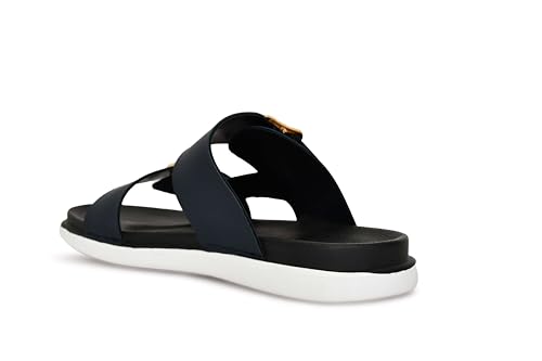 Image of Men's Stylish Dual Buckle Slip-On Sandals | Comfortable & Lightweight Casual Sliders /Slipper for Everyday, Travel, & Beach